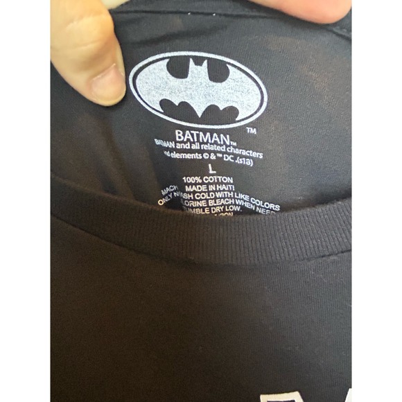 Batman Graphic Black White Long Sleeve Tee Shirt Unisex Large 100% Cotton - Picture 5 of 7